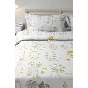 IKEA Twin Strandkrypa Botanical Duvet Cover Snap Closure